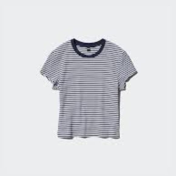 Two Uniqlo Mini T-Shirts| Striped/Size L - Picture 3 of 9